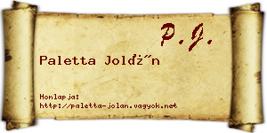 Paletta Jolán névjegykártya